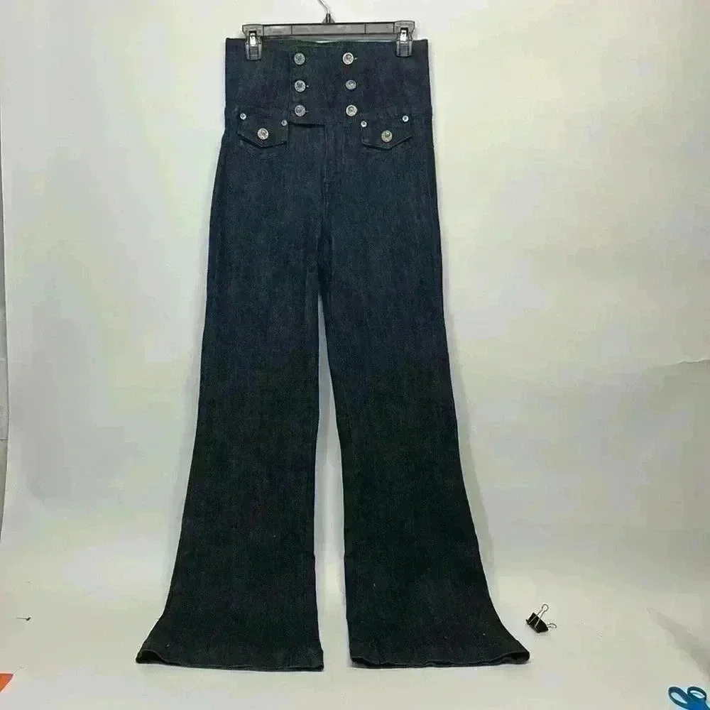 YNQ jeans, size 9 high waist sailor buttons, large flare at the bottom
